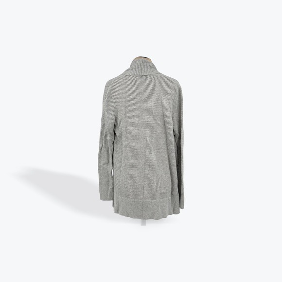 LOFT Women's Light Gray Textured Knit Open Front Cardigan Sweater Size S - Picture 2 of 6